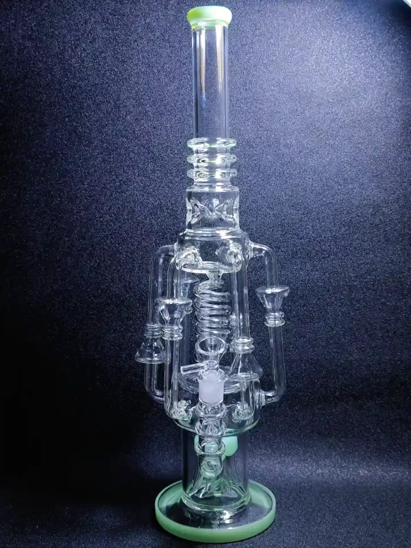 18″ Multi-Chamber Recycler Glass Bong | Mint Green