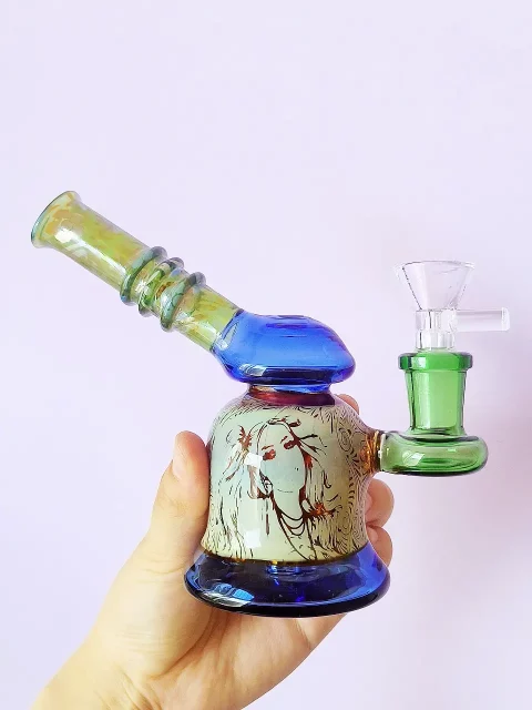 3.5" Little Beauty Cute Glass Bubbler | Fumed Silver