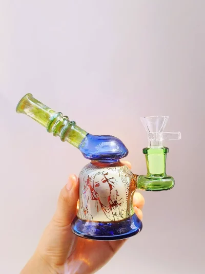 3.5" Little Beauty Cute Glass Bubbler | Fumed Silver