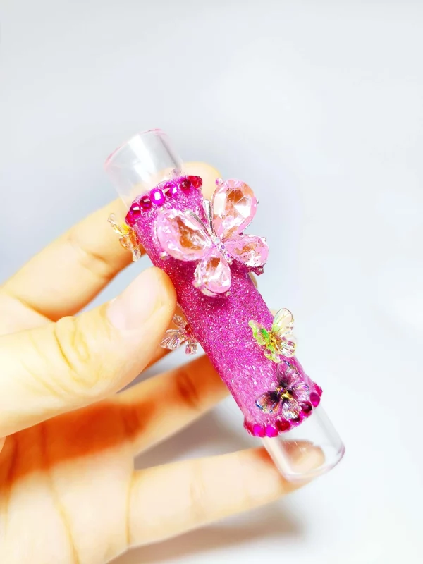 3" Pink Butterfly Glitter Sparkly One-Hitter