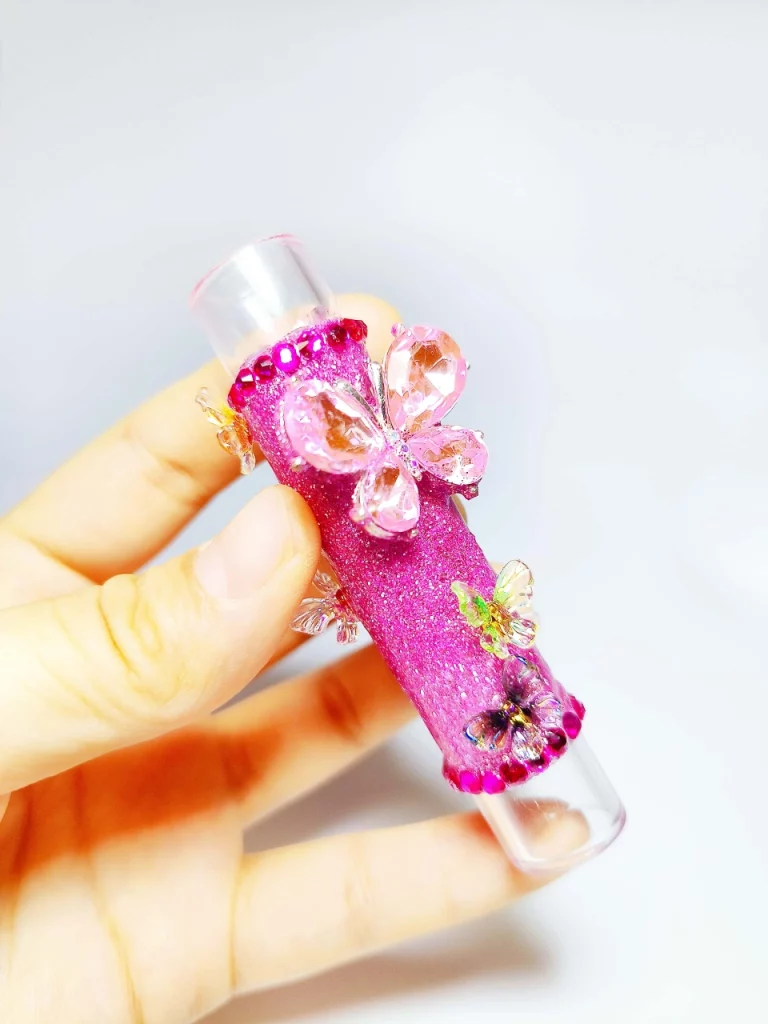 3" Pink Butterfly Glitter Sparkly One-Hitter