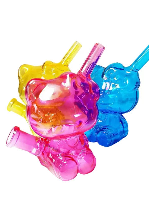 5" 3D Neon Hello Kitty Glass Bubbler Bong
