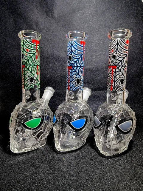 Spider-Man 3D Face Glow in the Dark Spider Web Glass Bong