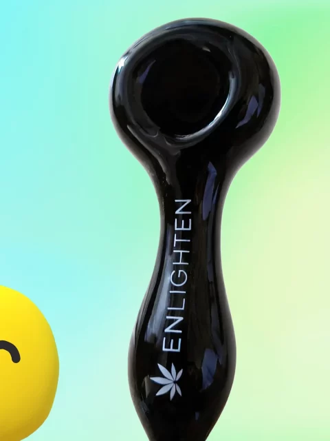 4-Inch “ENLIGHTEN” Black Spoon Pipe