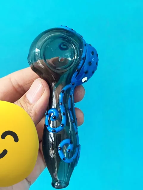 4" Kraken Glow-in-the-dark Hand-Painted Gray Glass Pipe
