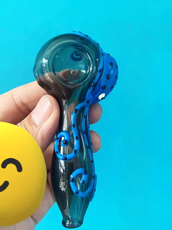 4" Kraken Glow-in-the-dark Hand-Painted Gray Glass Pipe