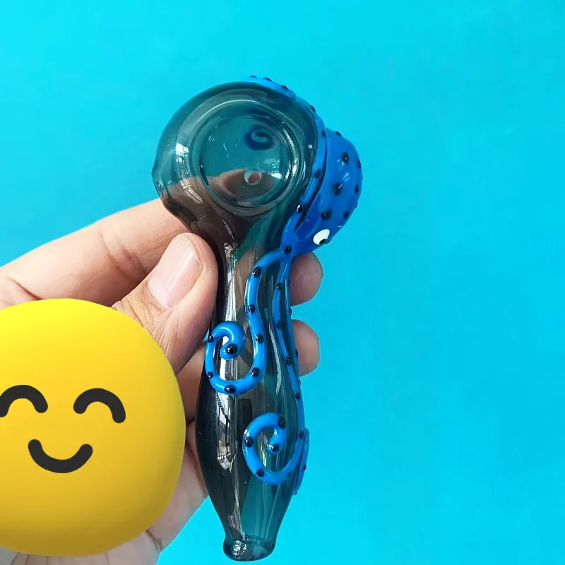 4" Kraken Glow-in-the-dark Hand-Painted Gray Glass Pipe