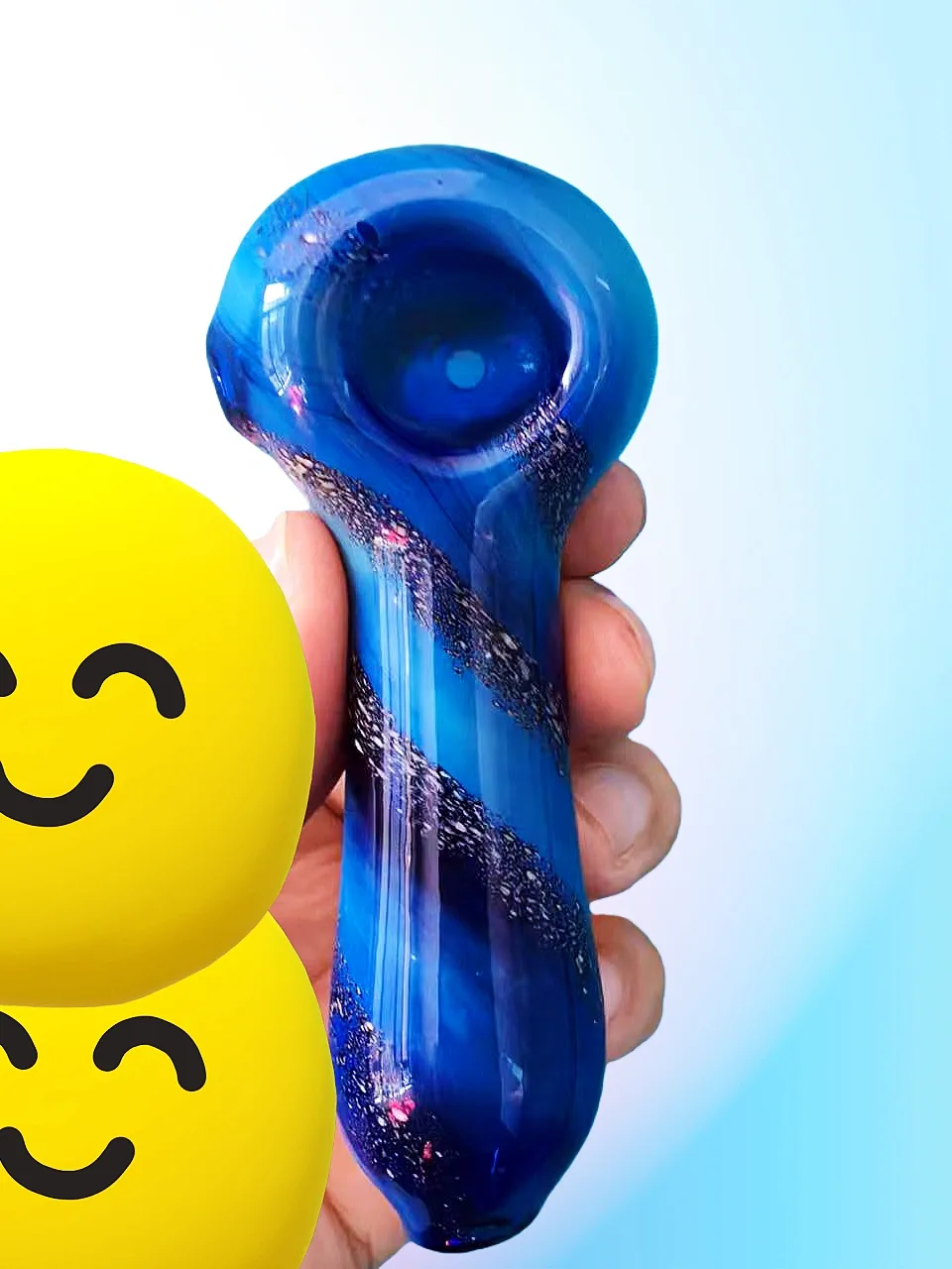 4″ Deep Space Galaxy Spiral Blue Glass Hand Pipe