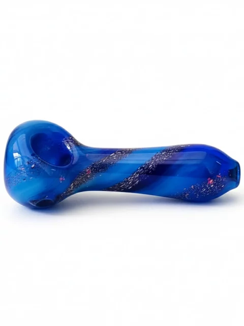 4″ Deep Space Galaxy Spiral Blue Glass Hand Pipe