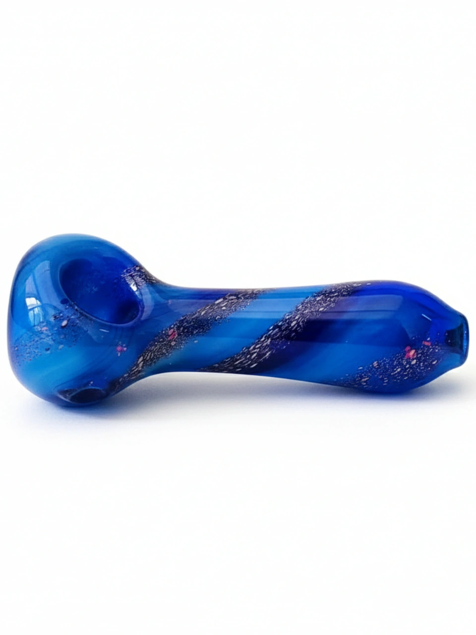 4″ Deep Space Galaxy Spiral Blue Glass Hand Pipe