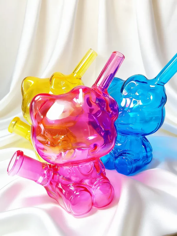 5" 3D Neon Hello Kitty Glass Bubbler Bong