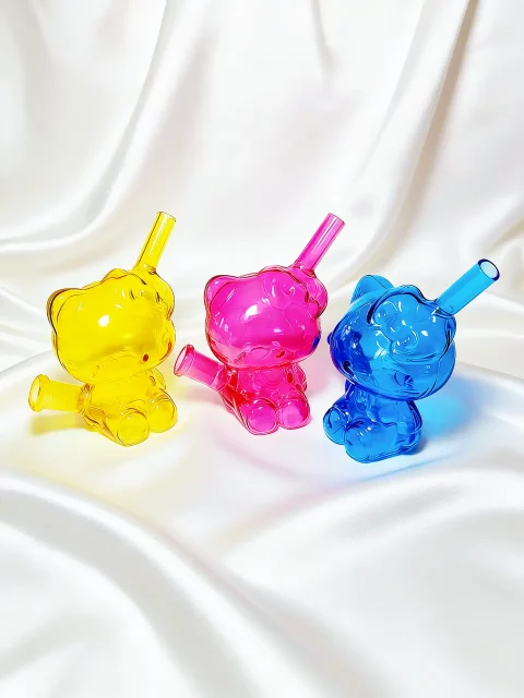 5-3d-neon-hello-kitty-glass-bubbler-bong-9 5" 3D Neon Hello Kitty Glass Bubbler Bong