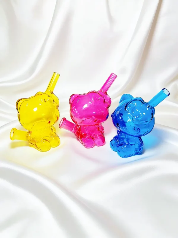 5-3d-neon-hello-kitty-glass-bubbler-bong-9 5" 3D Neon Hello Kitty Glass Bubbler Bong