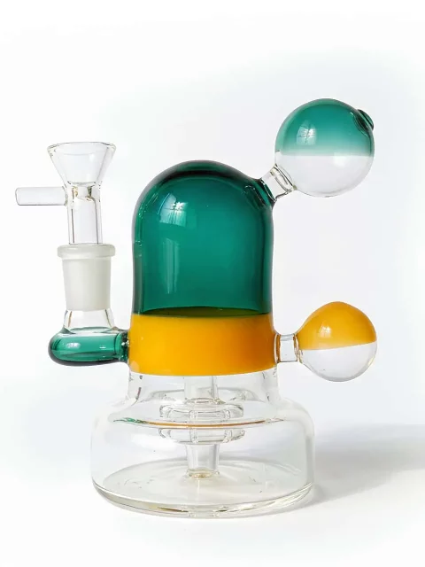 5” Green & Yellow Color-Block Mini Glass Bong