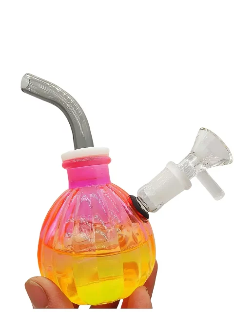 5″ Iridescent Gradient Pumpkin Glass Bubbler Bong 5" Iridescent Gradient Pumpkin Glass Bubbler Bong