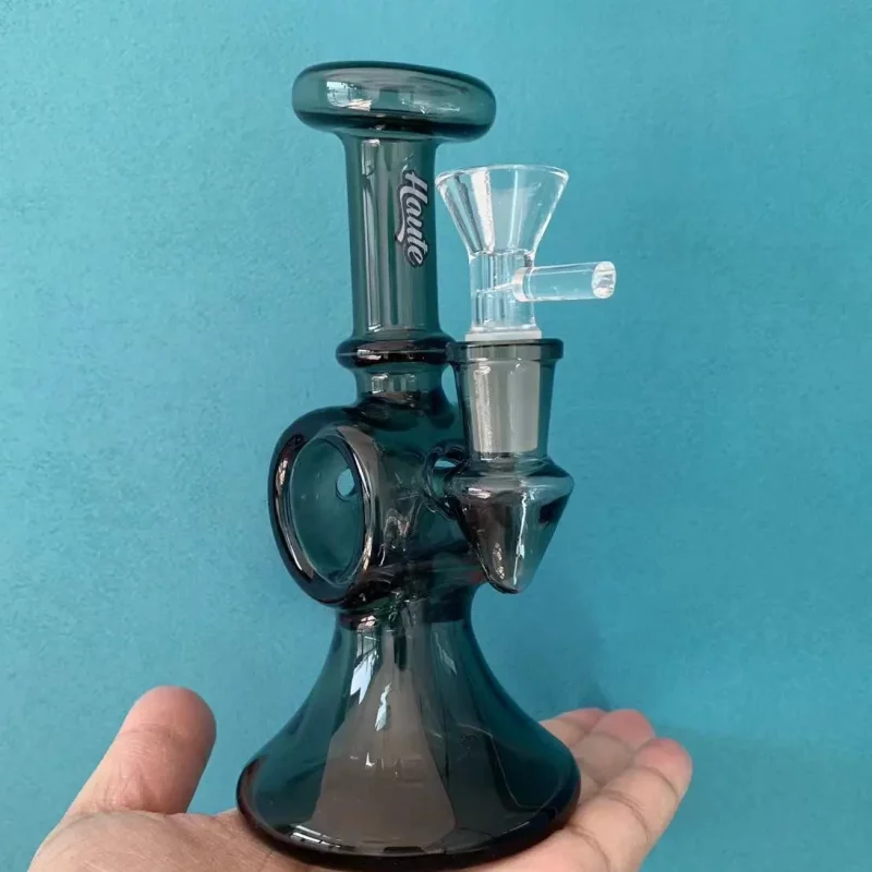 6.3" Mini Black Loop Bong with Unique Hollow Body Design
