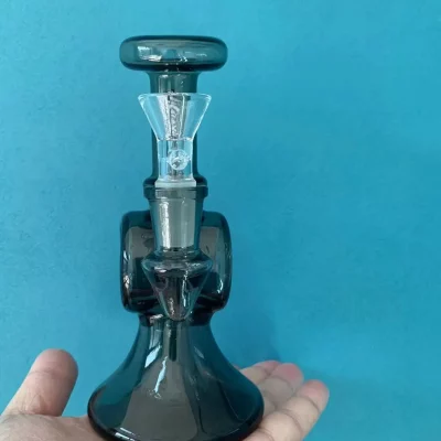 6.3" Mini Black Loop Bong with Unique Hollow Body Design
