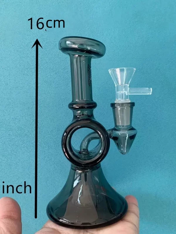 6.3" Mini Black Loop Bong with Unique Hollow Body Design