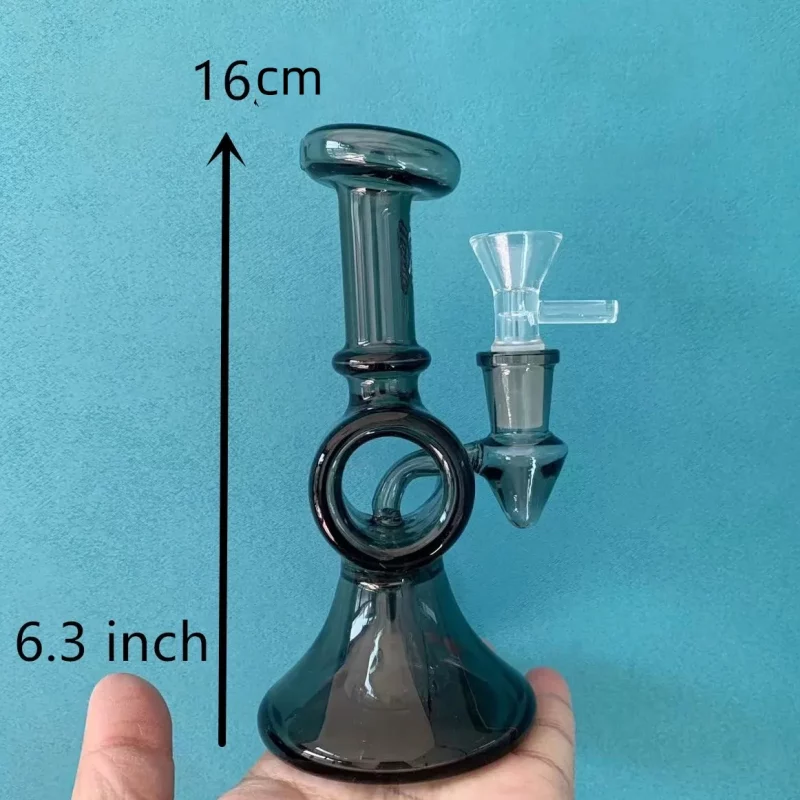 6.3" Mini Black Loop Bong with Unique Hollow Body Design