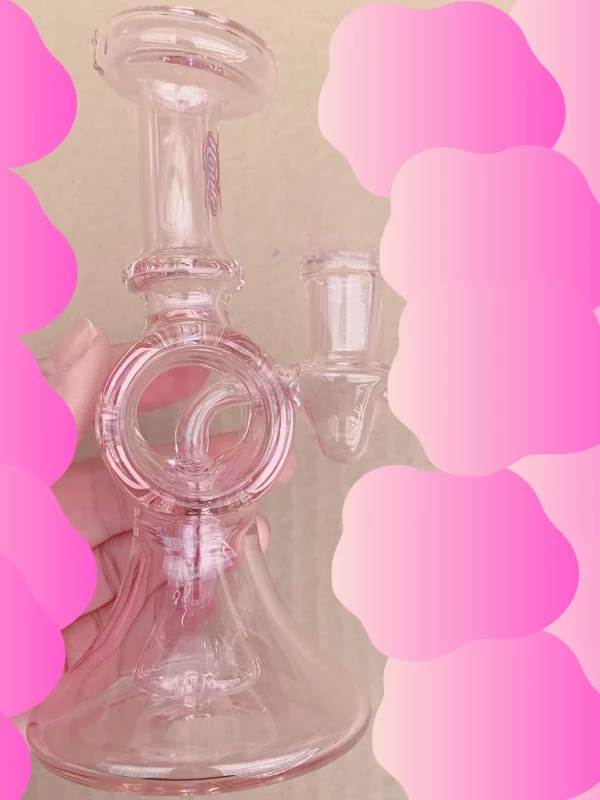 6.3" Mini Pink Loop Bong with Unique Hollow Body Design