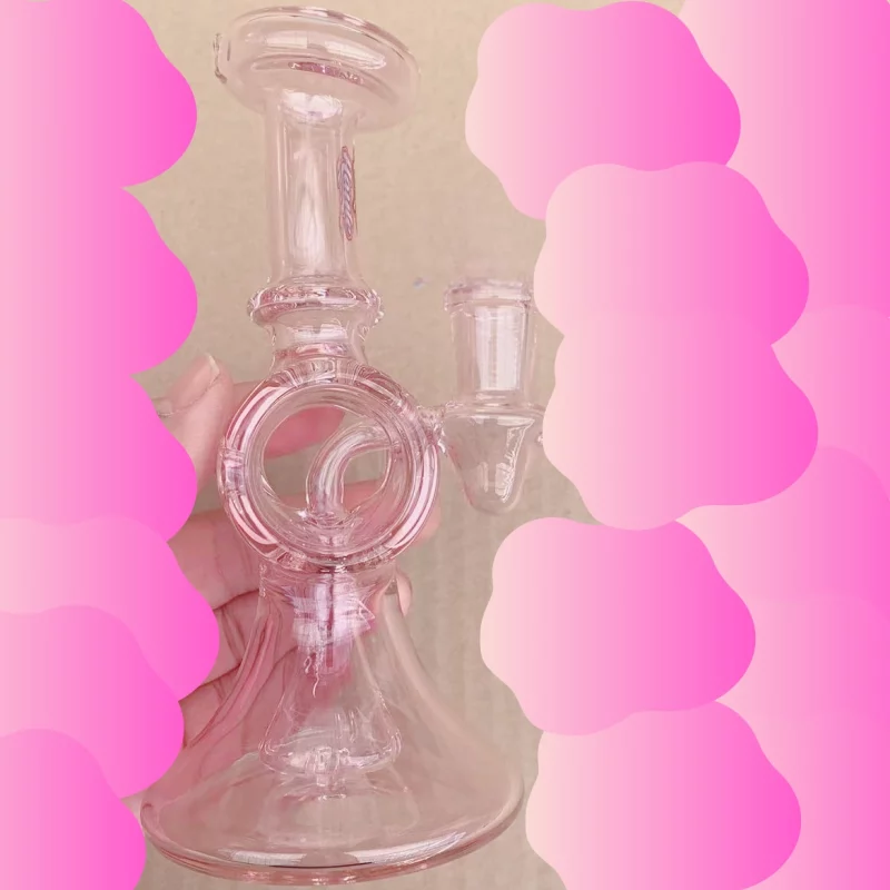 6.3" Mini Pink Loop Bong with Unique Hollow Body Design