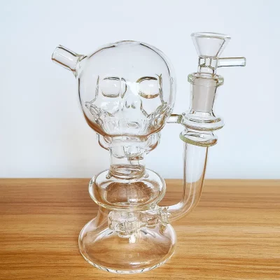 6.5" Clear Skull Glass Bong | Recycler Dab Rig