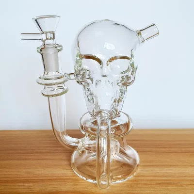 6.5" Clear Skull Glass Bong | Recycler Dab Rig