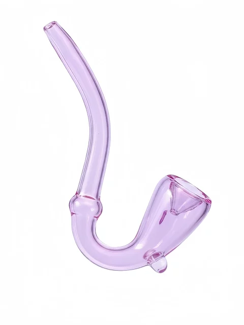 6" Saxophone Style Pink Glass Spoon Hand Pipe