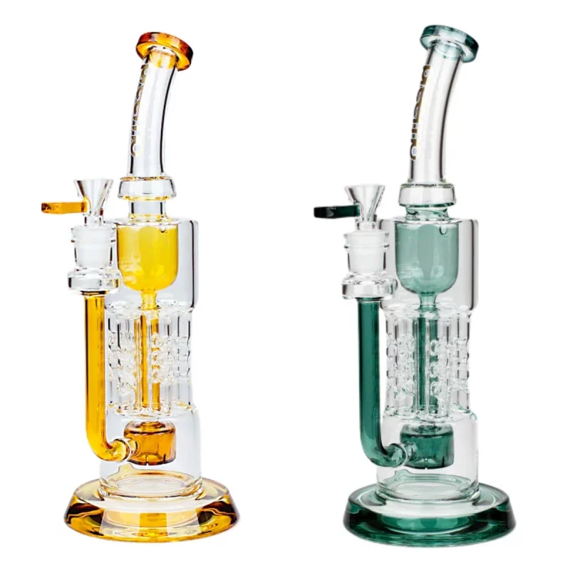 12" Swiss Pillar Perc Bong and Drum Perc Recycler Bong