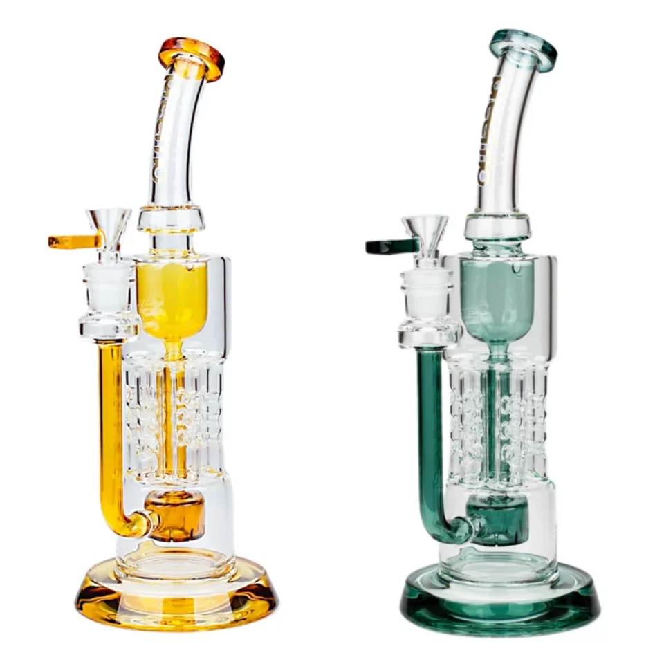 12" Swiss Pillar Perc Bong and Drum Perc Recycler Bong