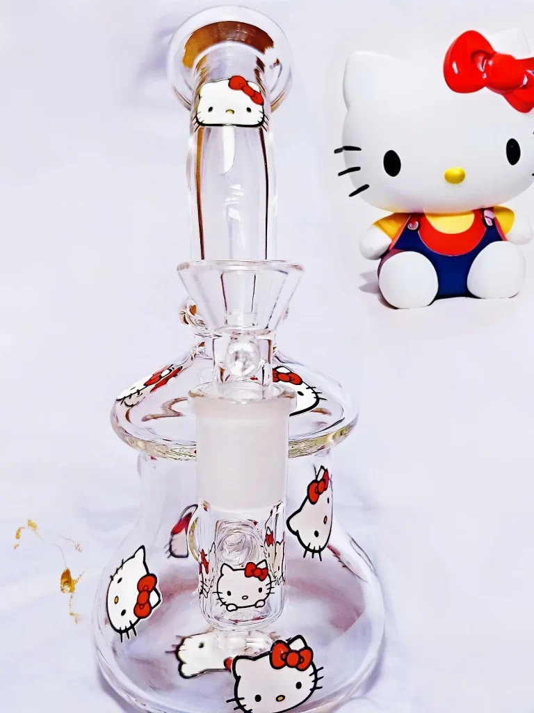 7.5" Hello Kitty Glass Bong with Red Kitty Heads