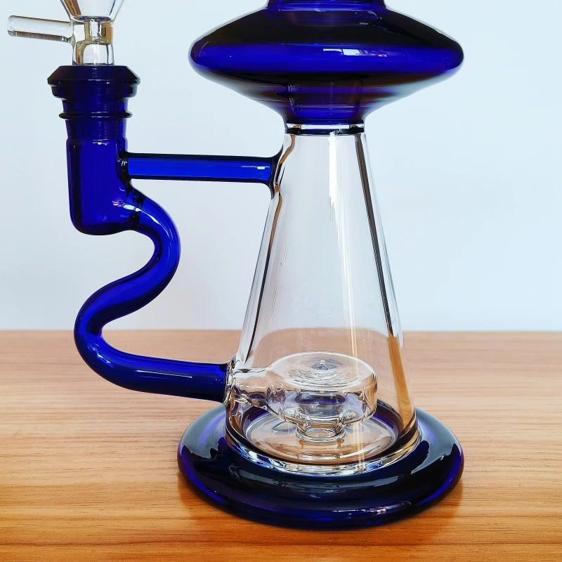 7.5" Mini UFO Glass Bong | Blue Nebula-Deep Blue Hues