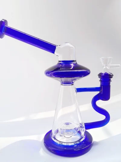 7.5" Mini UFO Glass Bong | Blue Nebula - Image 4