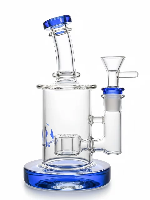7" Blue Accent Mini Glass Bong with Drum Perc