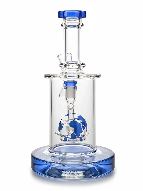 7″ Blue Accent Mini Glass Bong with Drum Perc 7" Blue Accent Mini Glass Bong with Drum Perc