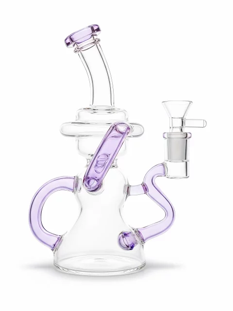 7″ Lavender Accents Flow Recycler Glass Bong 7" Lavender Accents Flow Recycler Glass Bong