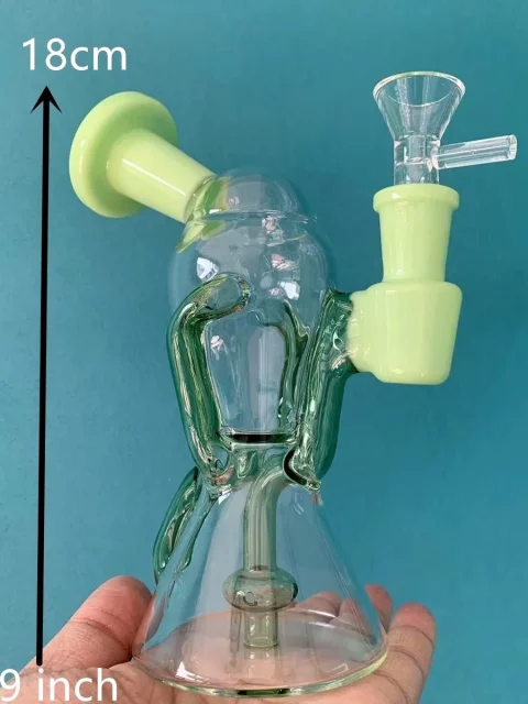 7" Milky Green Recycler Glass Bong