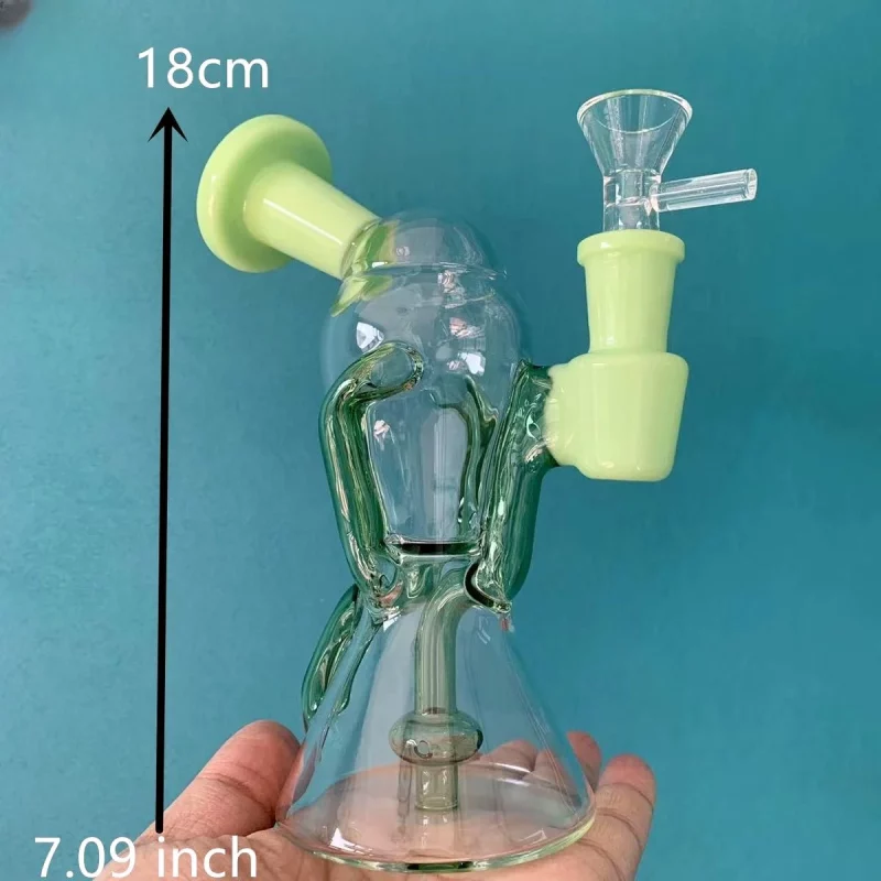 7" Milky Green Recycler Glass Bong