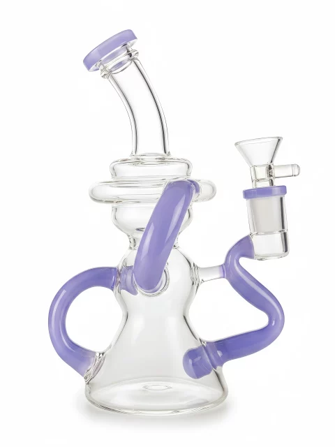 7" Milky Purple Recycler Glass Bong
