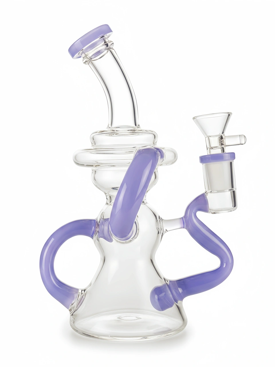 7" Milky Purple Recycler Glass Bong