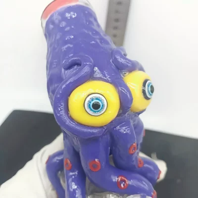 7" Octopus Bong with Big Eyes 3D Handcrafted