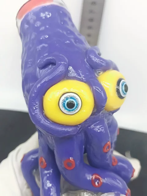 7" Octopus Bong with Big Eyes 3D Handcrafted