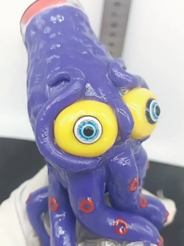 7" Octopus Bong with Big Eyes 3D Handcrafted