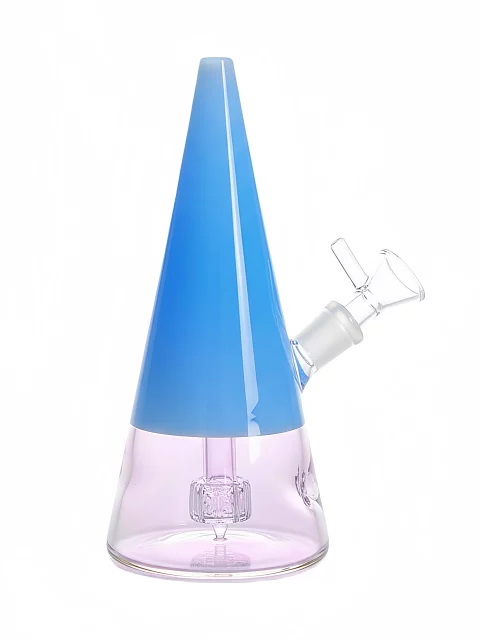 7" Pyramid Blue Glass Bong with Disc Perc