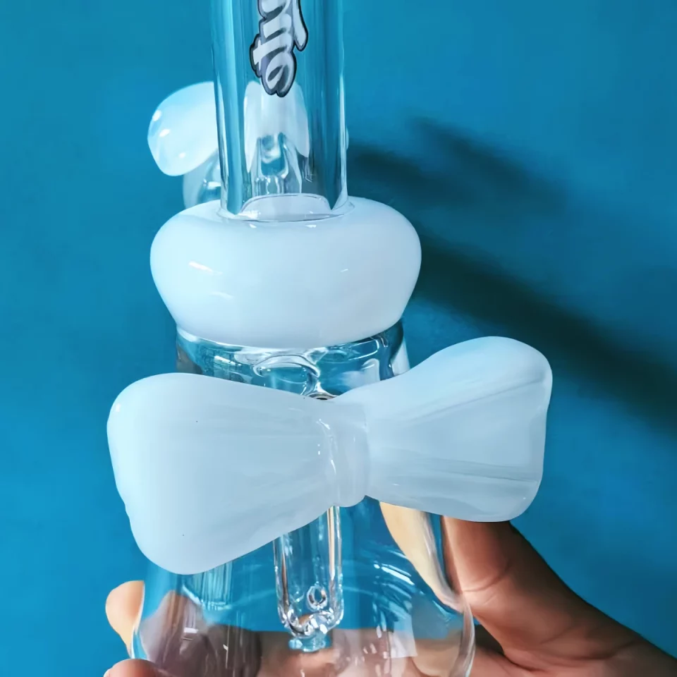 7″ Doll-Inspired Glass Bong with White Bow Accents