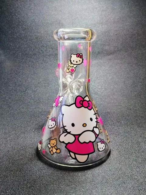 8 5mm Hello Kitty Angel & Teddy Bear Beaker Glass Bong