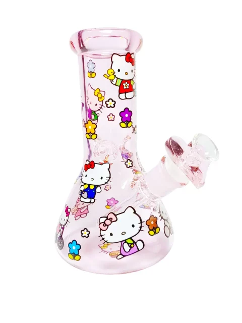 8" 5mm Adorable Light Pink Hello Kitty Beaker Bong