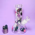 8" 5mm Charming Black Cat Beaker Glass Bong