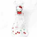 8" 5mm Cute Cherry Hello Kitty Beaker Glass Bong