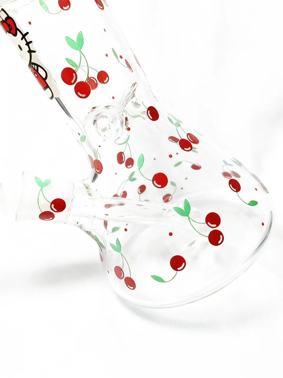 8" 5mm Cute Cherry Hello Kitty Beaker Glass Bong